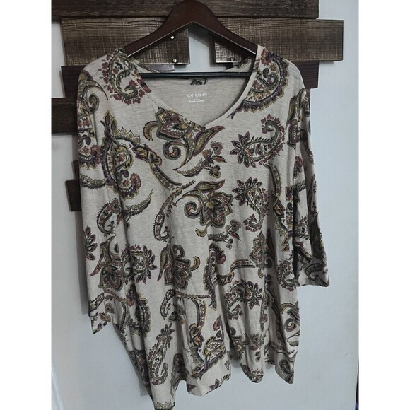 Catherine’s Tops - Catherine’s 3x Women’s Shirt Paisley Floral Print Multuicolor Lightweight Casual